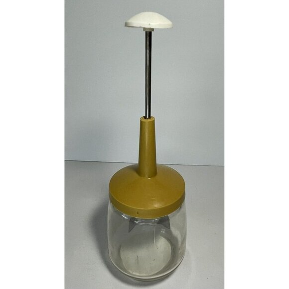 Vintage Federal Housewares Manual Food Chopper With Glass Jar & Yellow Lid - Ret - Picture 6 of 6